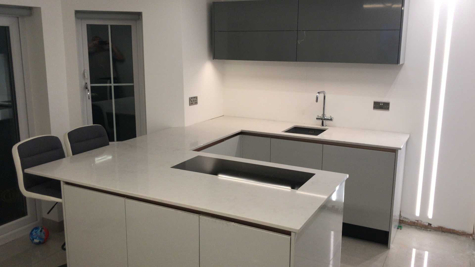 U-Shape Kitchen in White & Graphite in Leeds